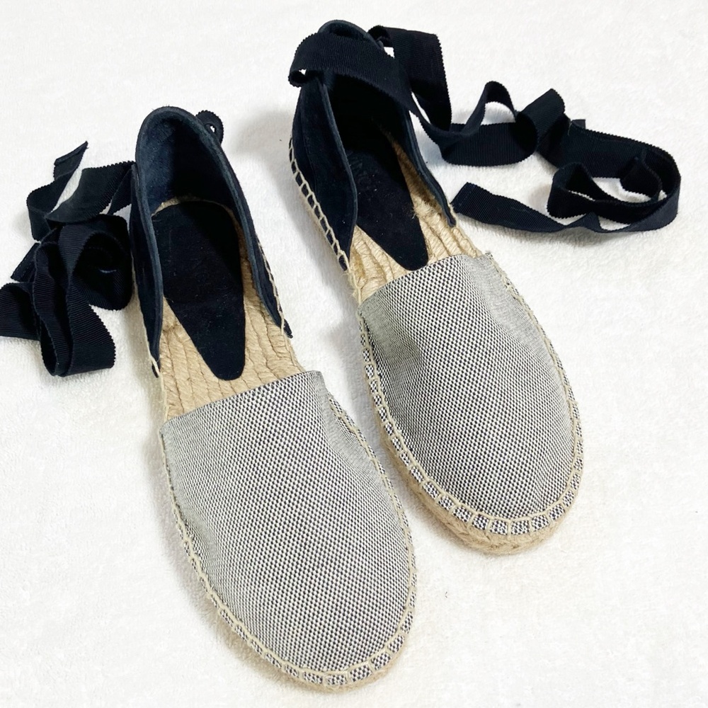 🔥Vince navy suede and canvas ankle tie up espadrilles. Sz7 NEW